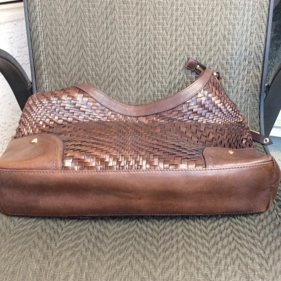 ❌SOLD❌ Cole Haan Brown Genevieve Woven Leather Hobo Bag - Picture 5 of 10